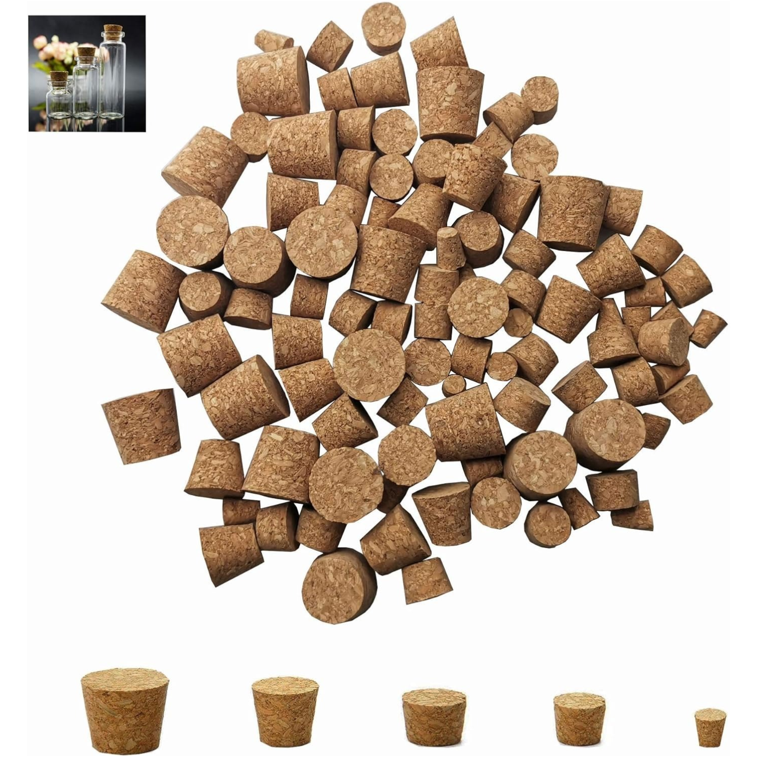 Wine Bottle Size - 100 Pack Assorted Cork Stoppers Wine