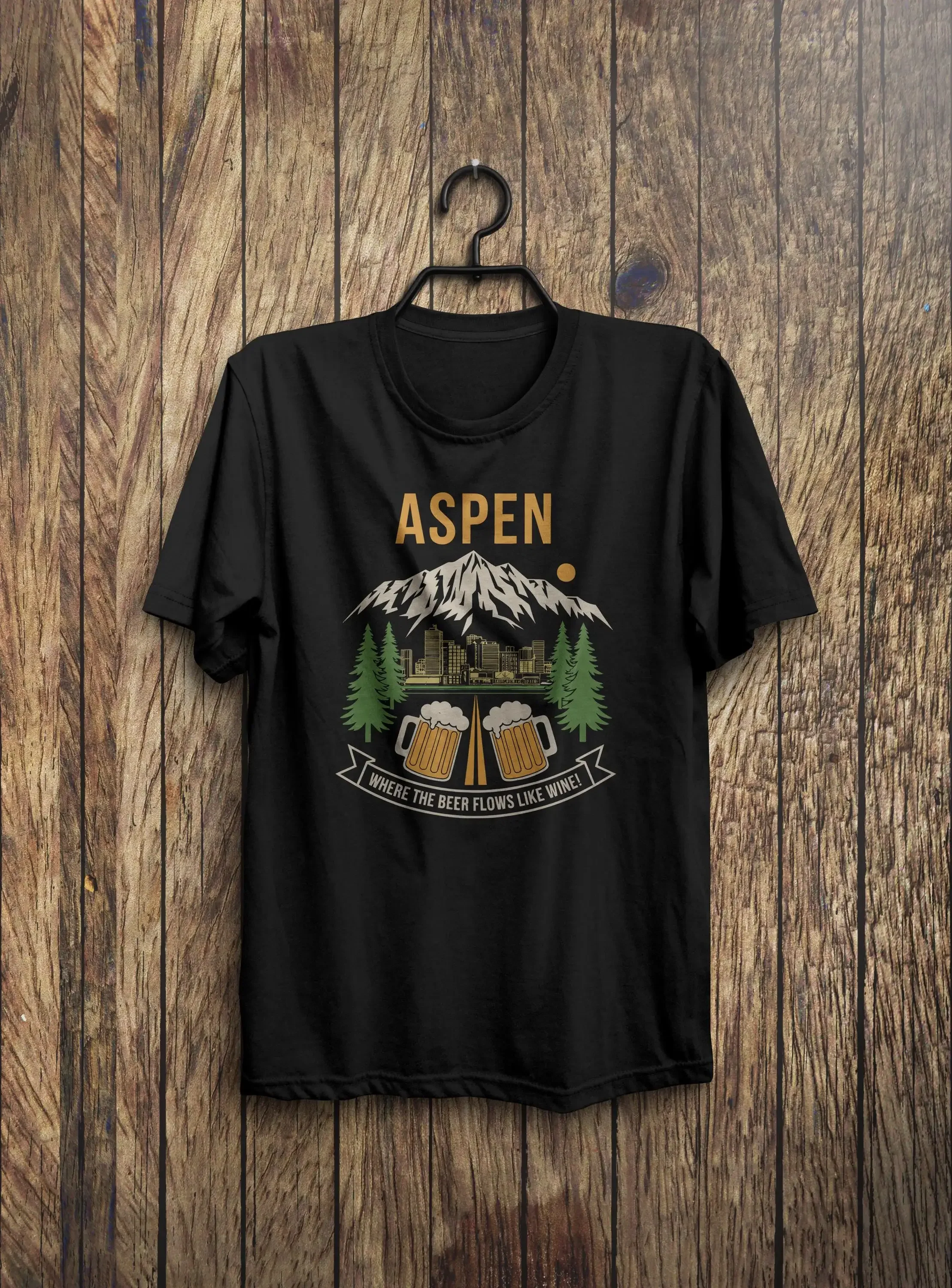 Aspen T Shirt Funny Where The  - Wine Like Beer บทวิจารณ์และราคา