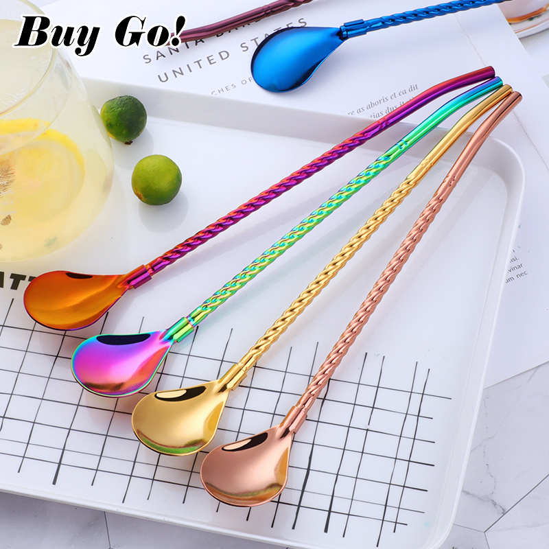 1PC Long Big Twisted Straw Spo - Bar Spoon Twisted บทวิจารณ์และราคา
