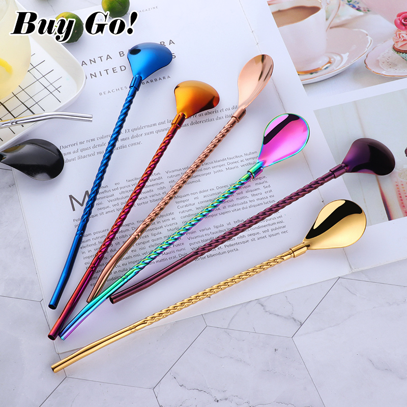 1PC Long Big Twisted Straw Spo - Bar Spoon Twisted บทวิจารณ์และราคา