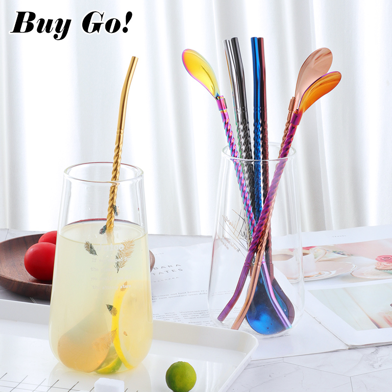 1PC Long Big Twisted Straw Spo - Bar Spoon Twisted บทวิจารณ์และราคา
