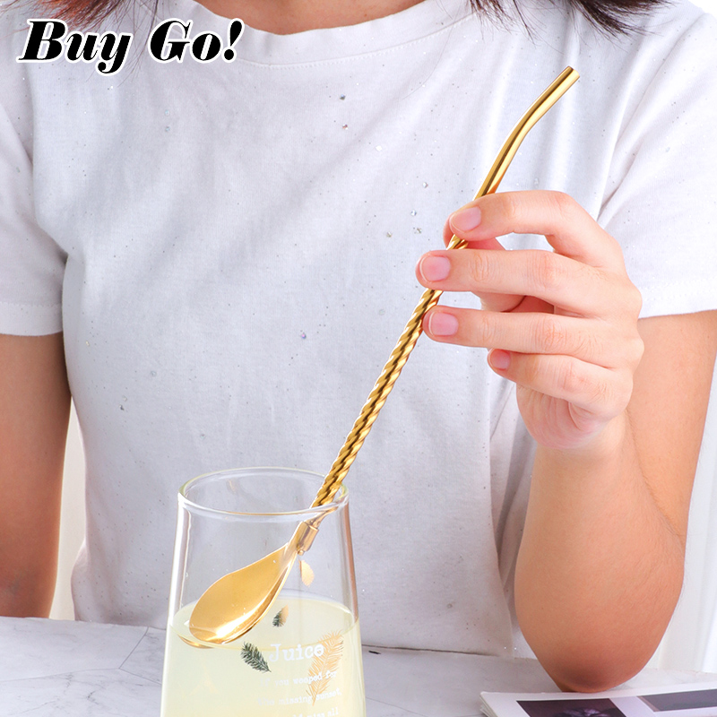 1PC Long Big Twisted Straw Spo - Bar Spoon Twisted บทวิจารณ์และราคา