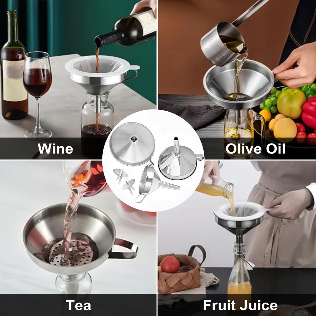 Stainless Steel Funnel Set Mul - Wine Bottle Size บทวิจารณ์และราคา