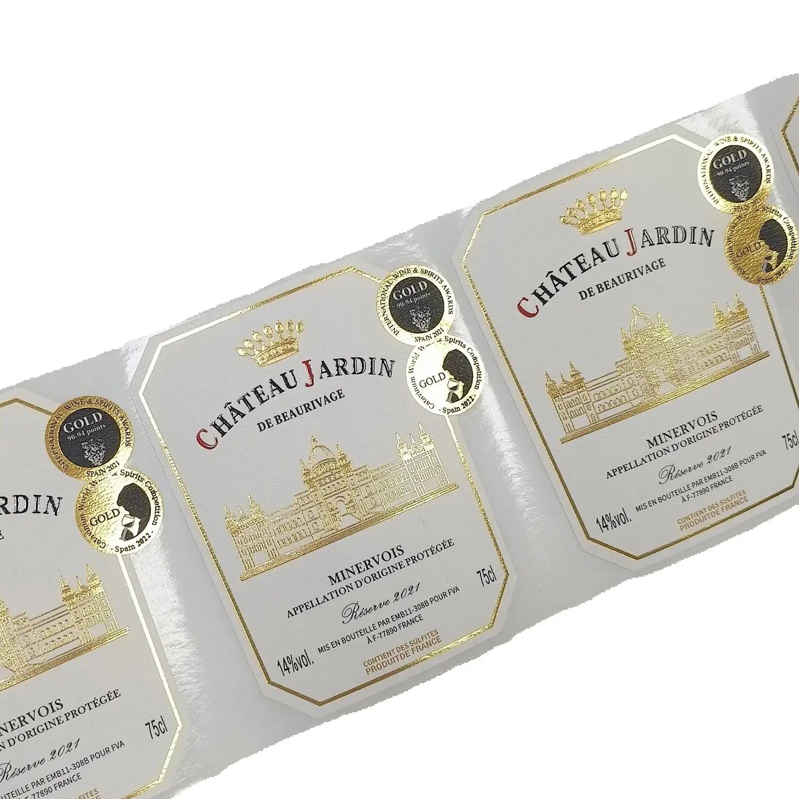 Custom Logo Sticker Gold Foil  - Wine Beer Juice บทวิจารณ์และราคา