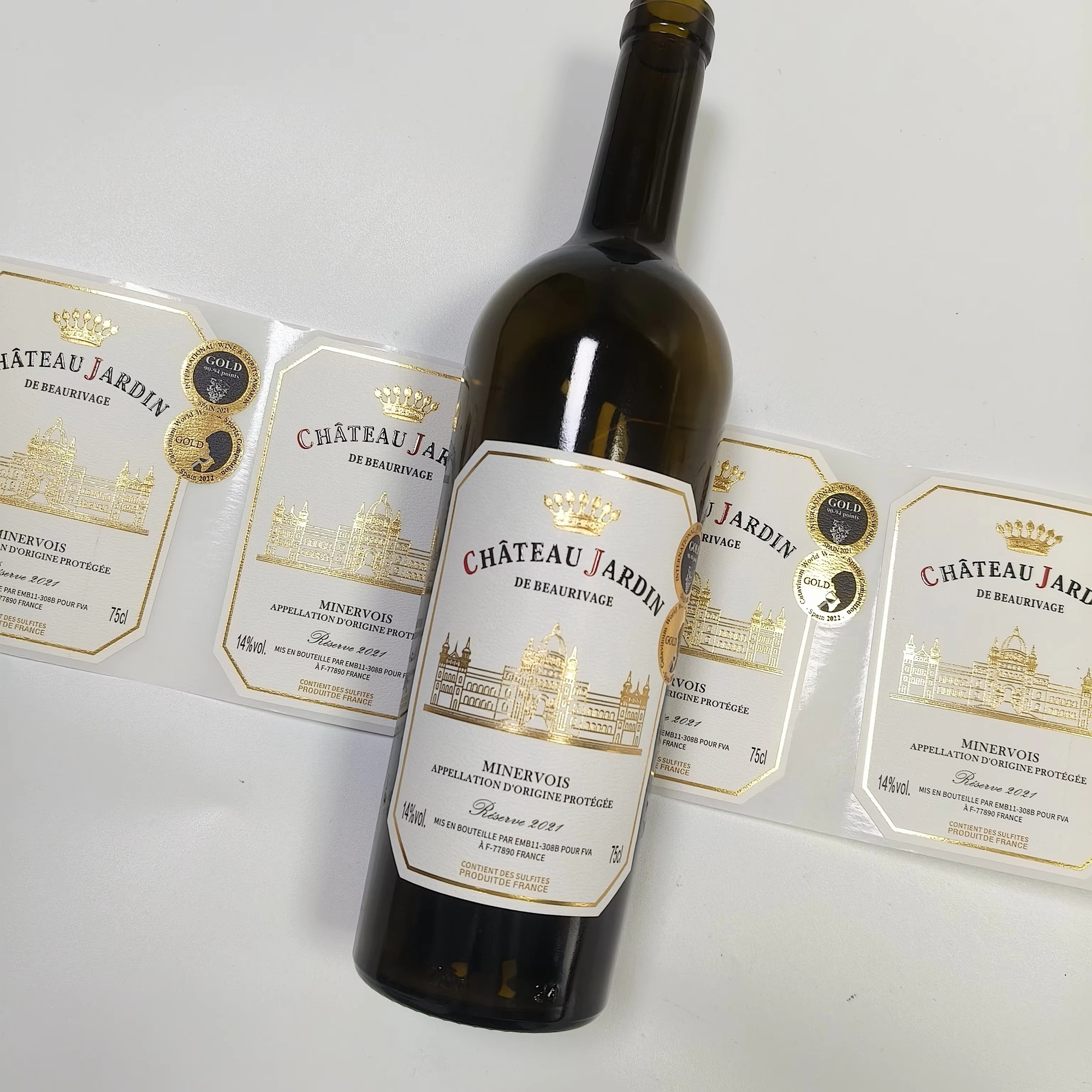 Custom Logo Sticker Gold Foil  - Wine Beer Juice บทวิจารณ์และราคา